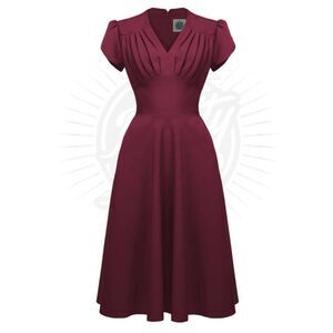 Pretty Retro 50s Swing Dress in Wine UK10 Small